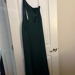 One Shoulder Satin A-Line Bridesmaid Dress